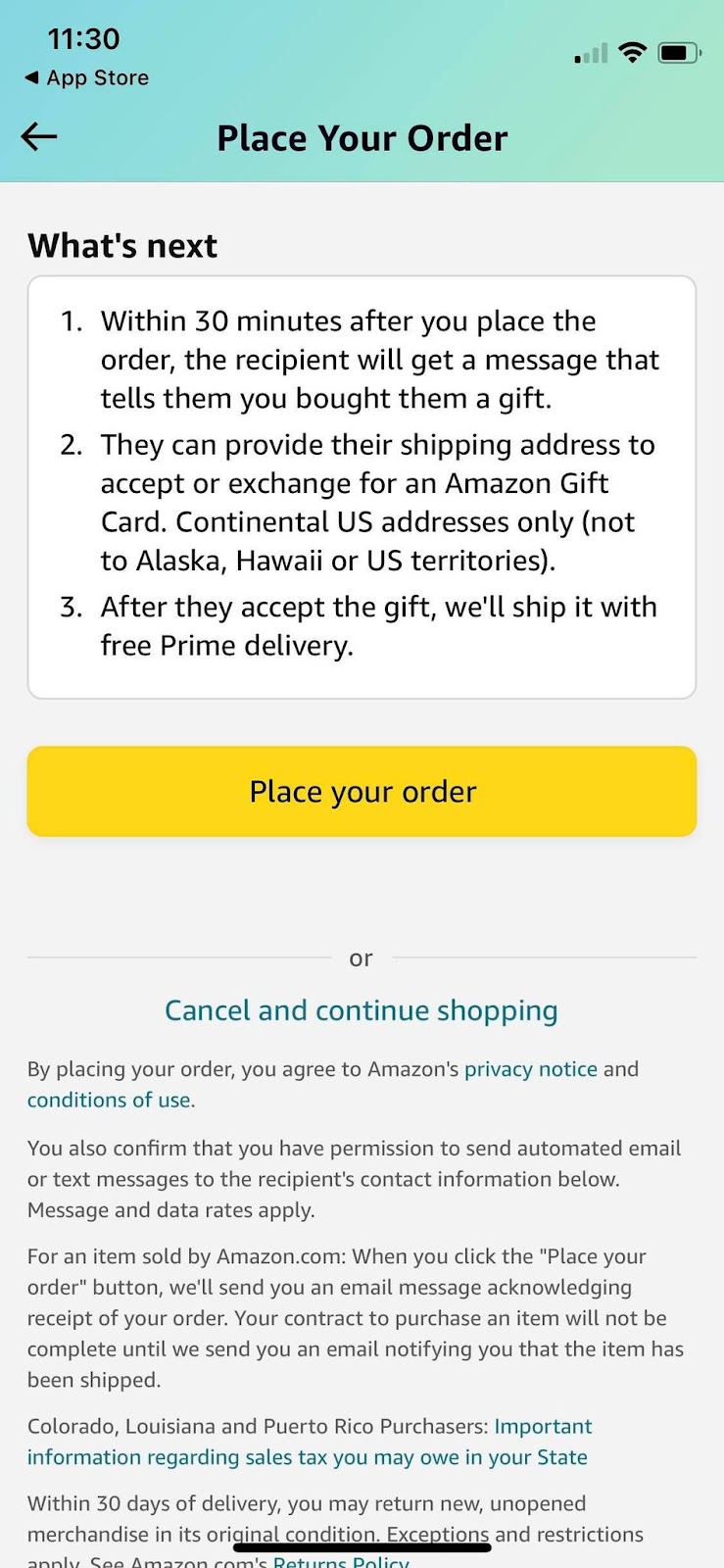 Amazon gift-giving tech-place your order 