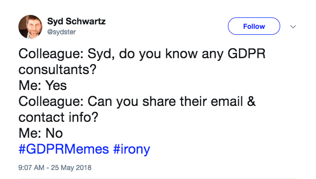 GDPR Syd Schwartz Tweet