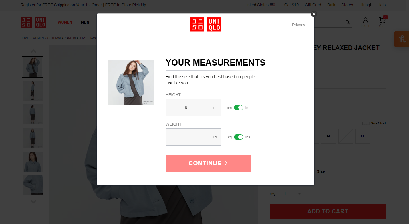 Uniqlo sizing guide to help prevent returns