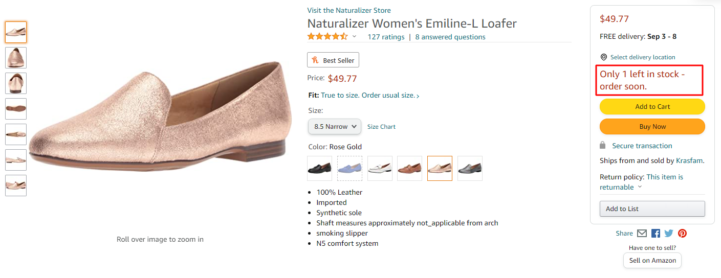 Naturalizer product detail page example